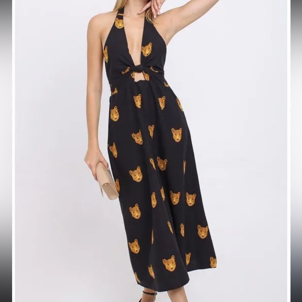 NWT Farm Baby Rio Cheetah Halter Neck Maxi Dress - Picture 5 of 9